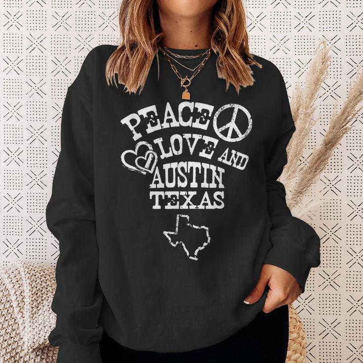 Austin Texas Souvenir Peace Love Austin Texas Sweatshirt Gifts for Her