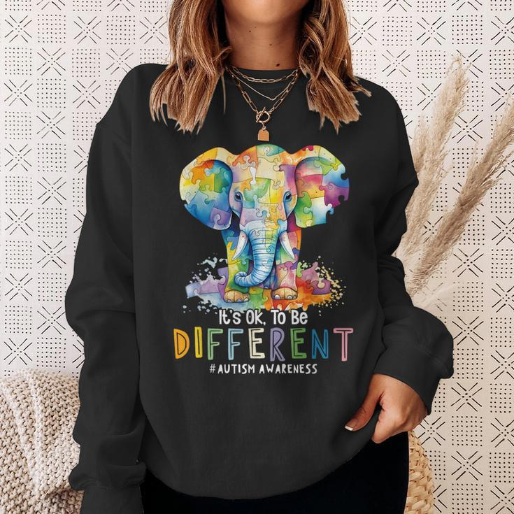 Autism Awareness Acceptance Elephant It's Ok To Be Different Sweatshirt Gifts for Her