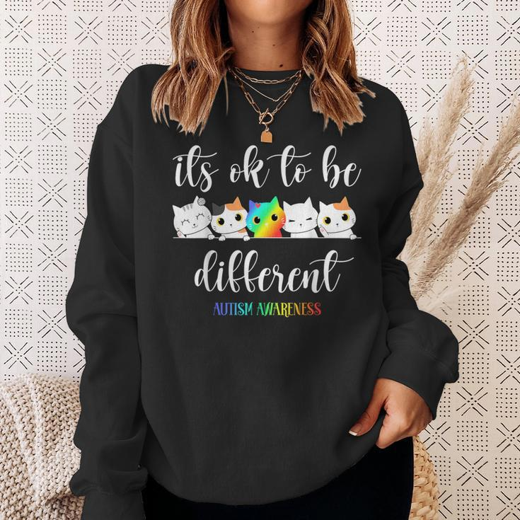 Autism Awareness Cat It's Ok To Be Different Autistic Sweatshirt Gifts for Her