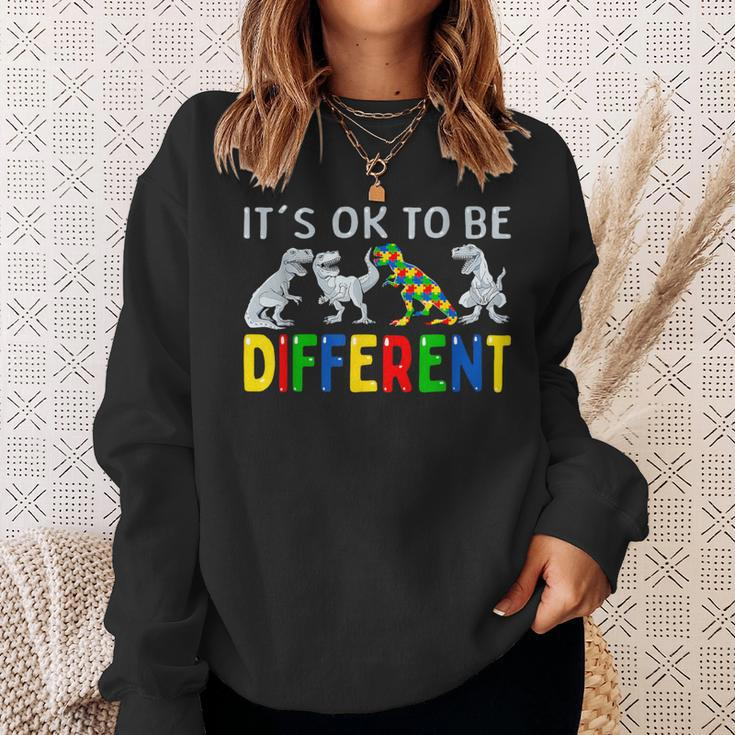 Autism Awareness Dinosaur Kid Boys It's Ok To Be Different Sweatshirt Gifts for Her