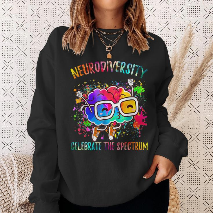 Autism Awareness Neurodiversity Celebrate The Spectrum Brain Sweatshirt Gifts for Her