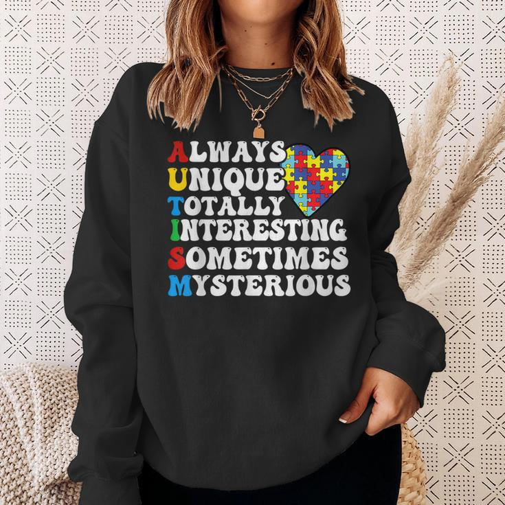 Autism Awareness Support Saying With Puzzle Pieces Sweatshirt Gifts for Her