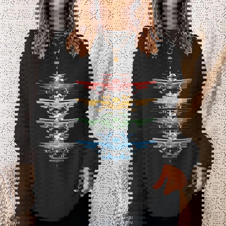 Aviation Airplane Flying Airline Colorful Enthusiast Pilot Sweatshirt Gifts for Her
