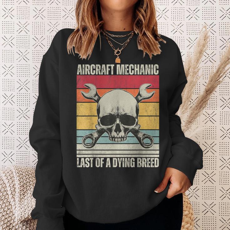 Aviation Mechanic Vintage Skull Vintage Aircraft Mechanic Sweatshirt Gifts for Her