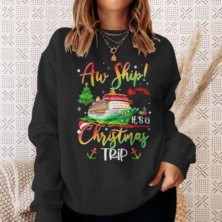 Aw Ship It's A Christmas Trip Cute Cruise Family Friend Xmas Sweatshirt Gifts for Her