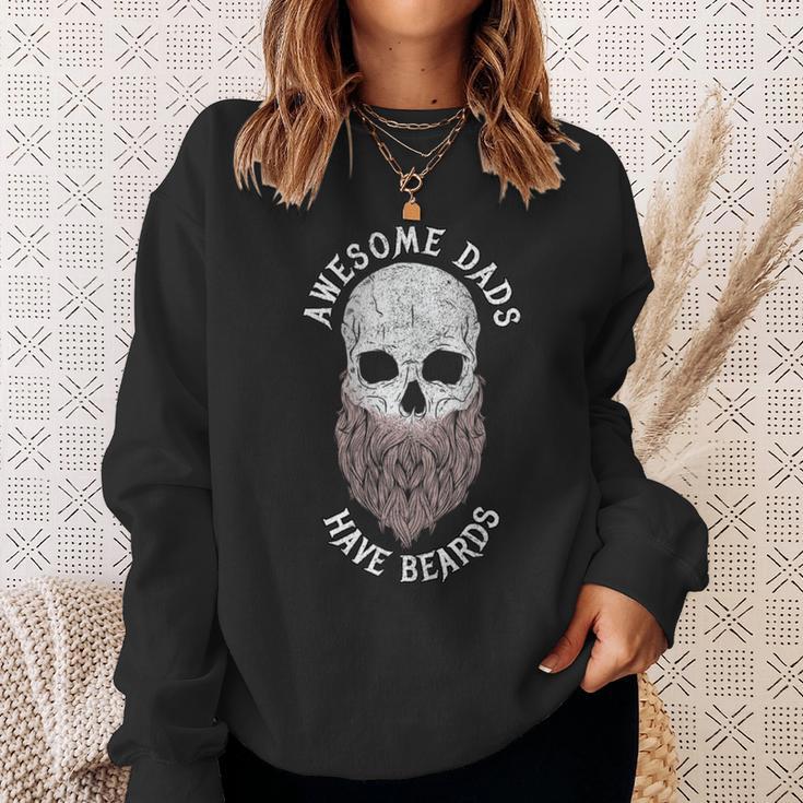 Awesome Dads Have Beards Bearded Skull Fathers Day Sweatshirt Gifts for Her