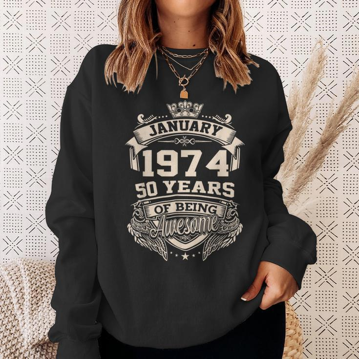 Awesome Since January 1974 50 Years Old Happy 50Th Birthday Sweatshirt Gifts for Her