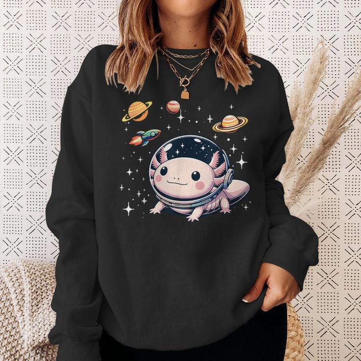 Axolotl Kawaii Cute Axolotls Astronaut Planets Space Sweatshirt Gifts for Her