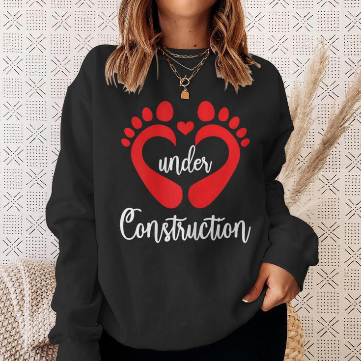 Baby Under Construction Baby Feet Heart Pregnant Maternity Sweatshirt Gifts for Her