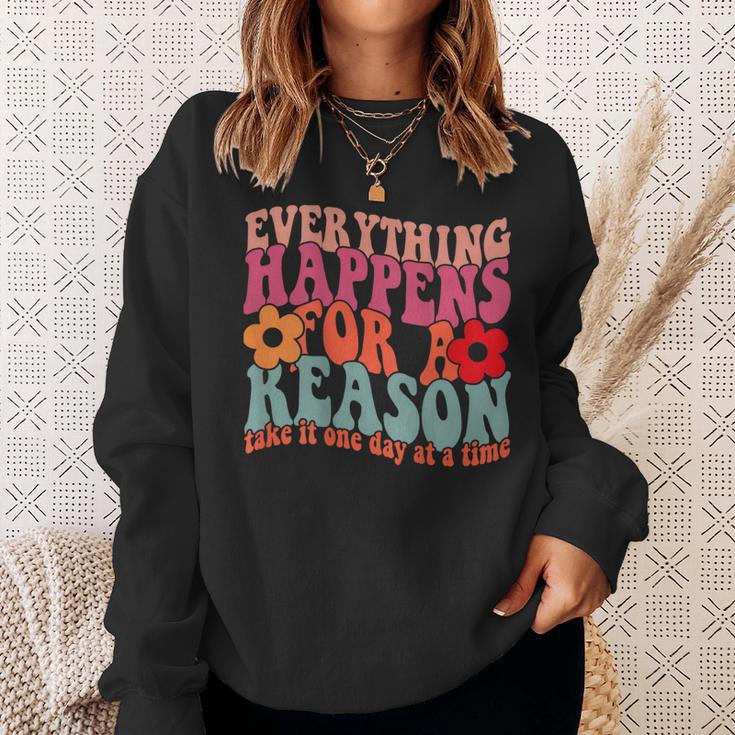 Words On Back Positive Everything Happens For Reason Sweatshirt Gifts for Her