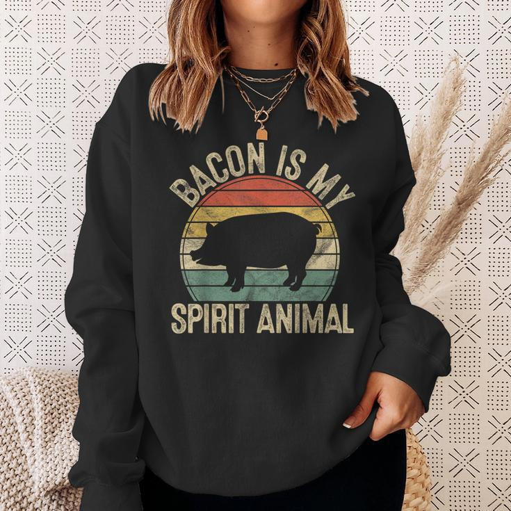 Bacon Is My Spirit Animal Retro Bbq Costume Pork Grill Sweatshirt Gifts for Her