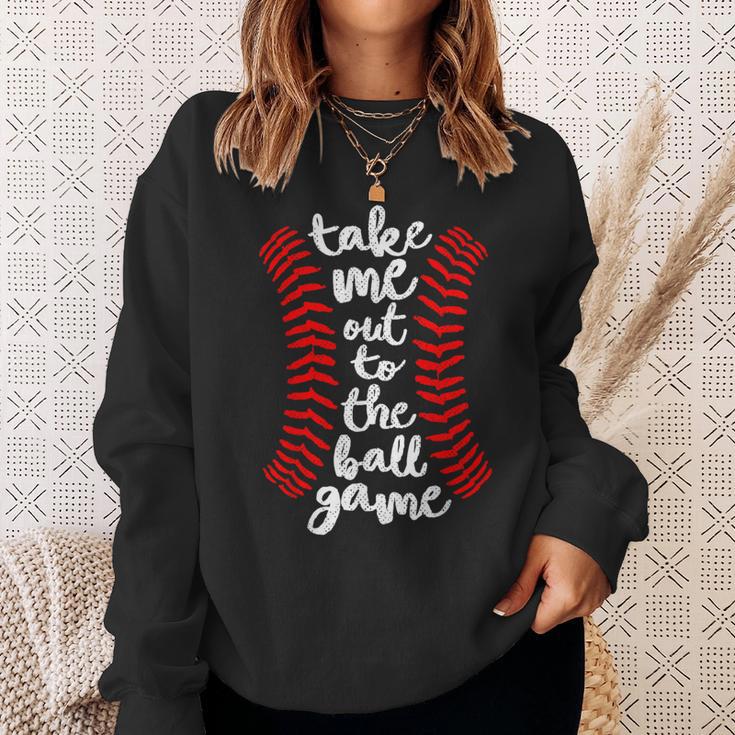 Take Me Out Ball Game Baseball Song Red Blue Black Sweatshirt Gifts for Her