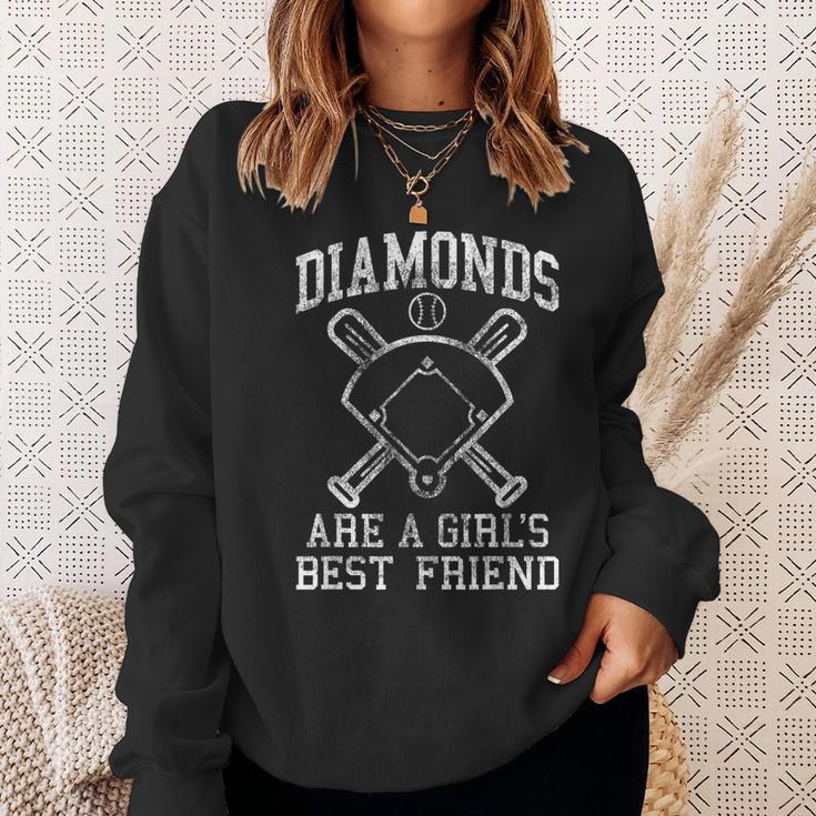 Baseball Girls Diamonds Are A Girls Best Friend Baseball Sweatshirt Gifts for Her