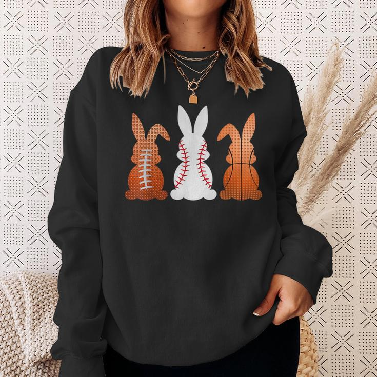 Basketball Baseball Football Sports Easter Bunny Rabbits Sweatshirt Gifts for Her
