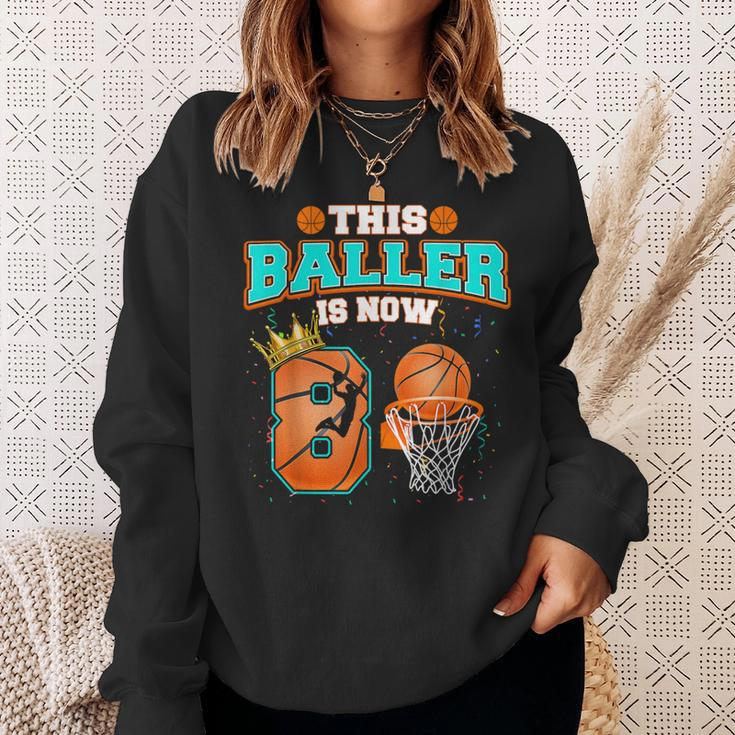 Basketball Boys 8Th Birthday This Baller Is Now 8 Sweatshirt Gifts for Her