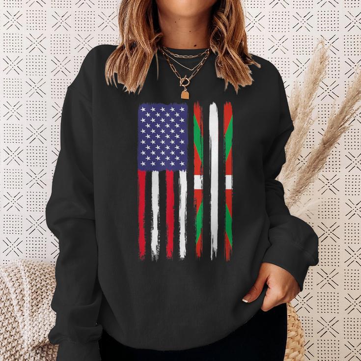 Basque Roots Half American Flag Patriotic Basque Sweatshirt Gifts for Her