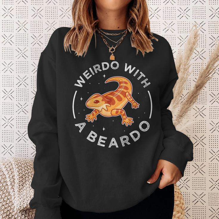 Beardie Lizard Puns Weirdo With A Beardo Bearded Dragon Sweatshirt Gifts for Her
