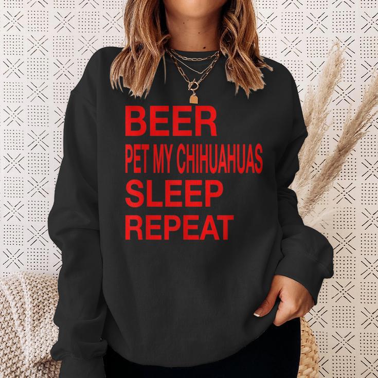 Beer Pet Chihuahuas Sleep Repeat Red LDogLove Sweatshirt Gifts for Her