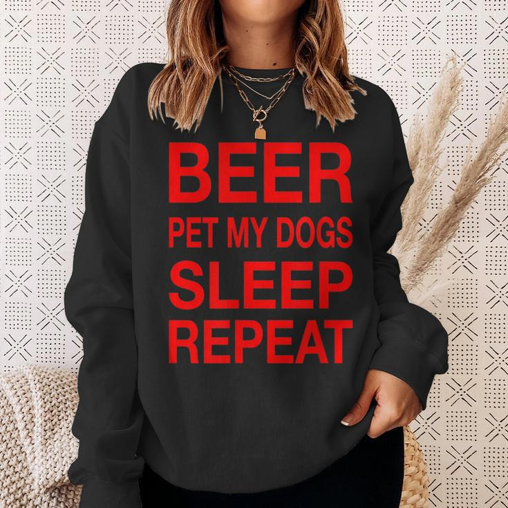 Beer Pet Dogs Sleep Repeat Red CDogLove Sweatshirt Gifts for Her