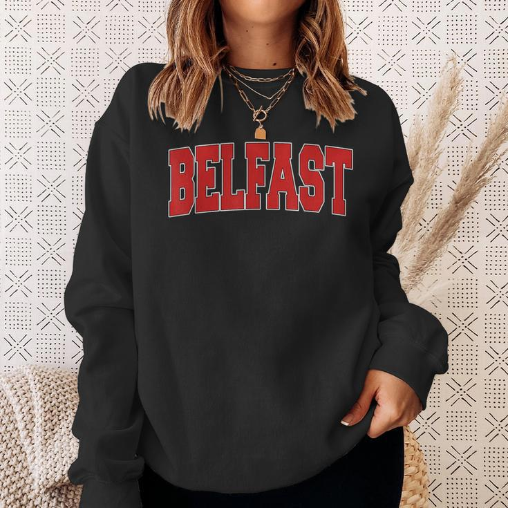 Belfast United Kingdom Varsity Style Vintage Retro Uk Sports Sweatshirt Gifts for Her