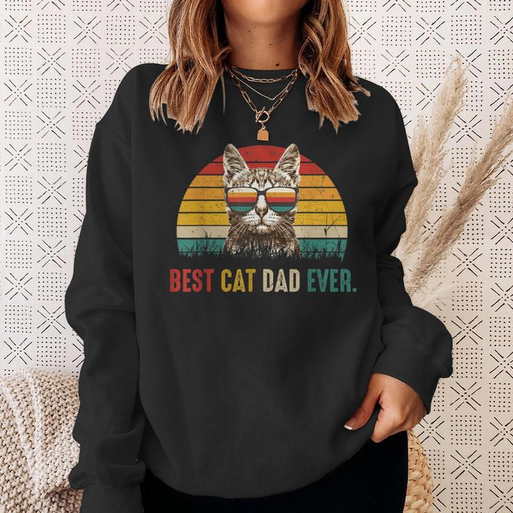 Best Cat Dad Ever Fathers Day Vintage Cat Daddy Sweatshirt Gifts for Her