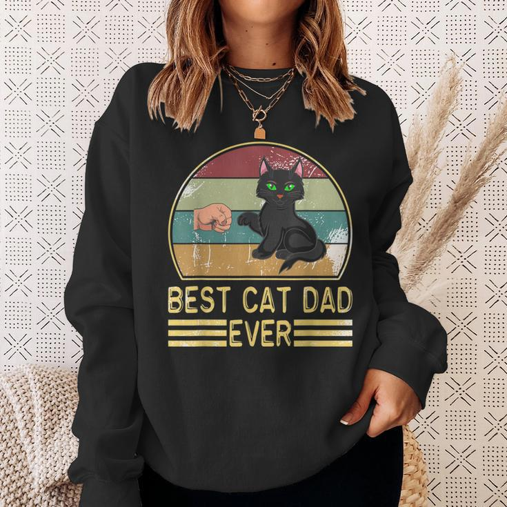 Best Cat Dad Ever Retro Vintage Paw Fist Bomb Sweatshirt Gifts for Her