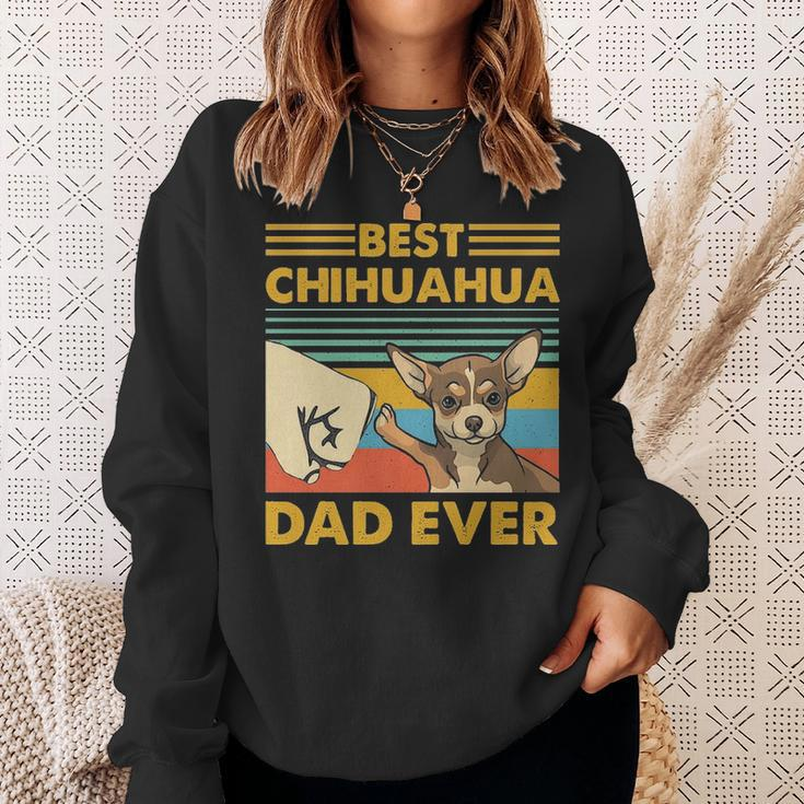 Best Chihuahua Dad Ever Retro Vintage Sunse Sweatshirt Gifts for Her