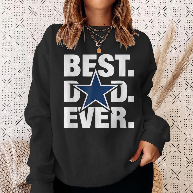 Best Dad Ever Star Football Love Father's Day Sweatshirt Gifts for Her