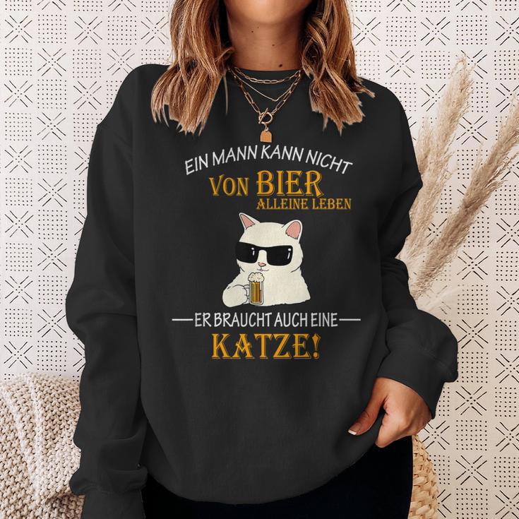 Bier Und Coole Katzen Lustiger Spruch Katzenbesitzer Papa Sweatshirt Geschenke für Sie