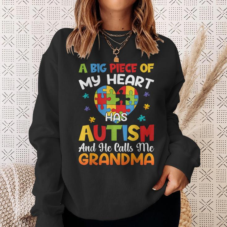 A Big Piece Of My Heart Has Autism And He Calls Me Grandma Sweatshirt Gifts for Her