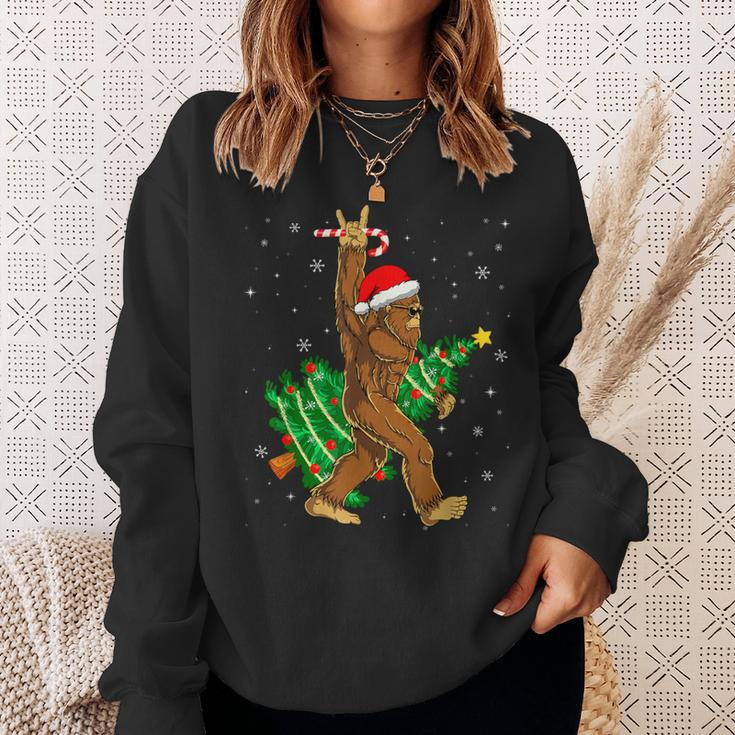 Bigfoot Christmas Tree Lights Xmas Boys Sasquatch Lovers Sweatshirt Gifts for Her