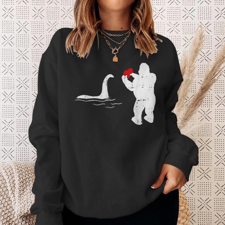 Bigfoot Loch Ness Valentines Day Cool V-Day Pajama Sweatshirt Gifts for Her