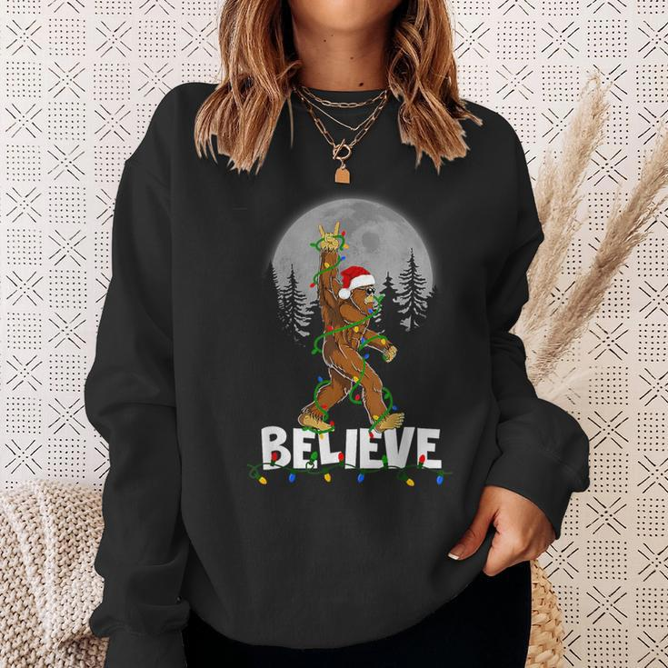 Bigfoot Rock Roll Sasquatch Christmas Pajama Believe Sweatshirt Gifts for Her