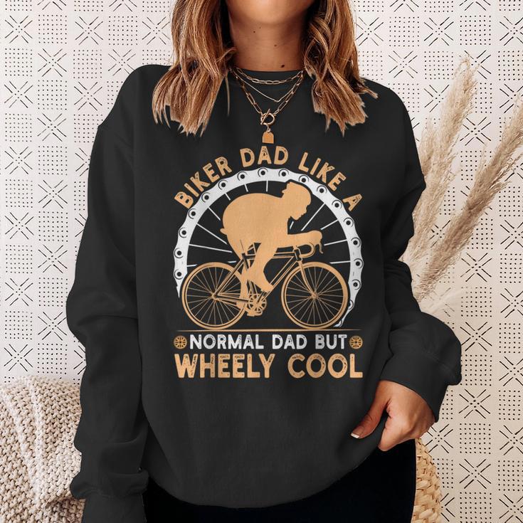 Biker Dad Like A Normal Bicycle Fathers Day Cycling Cyclist Sweatshirt Gifts for Her