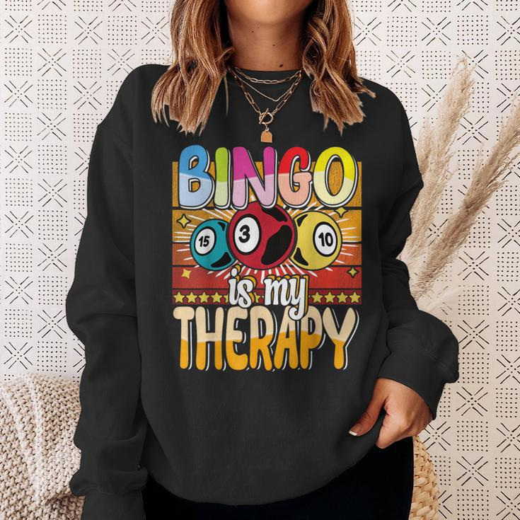 Bingo Is My Therapy Bingo Player Gambling Bingo Sweatshirt Gifts for Her