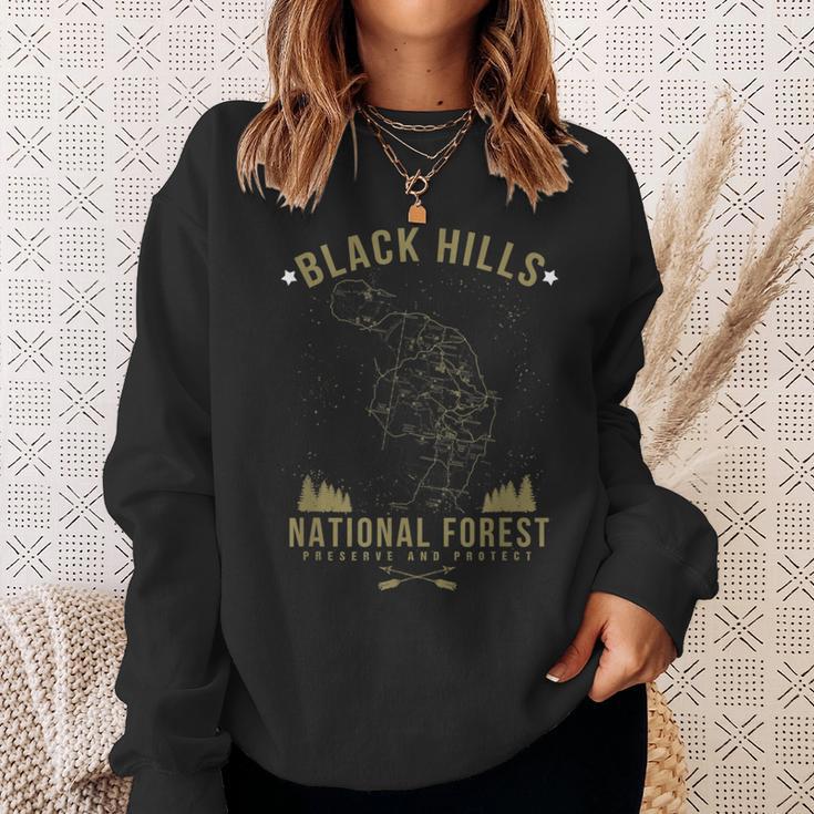 Black Hill National Forest South Dakota Hiking Map Sweatshirt Gifts for Her