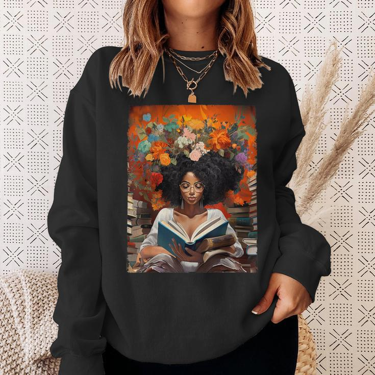 Black History Educated Reading Book Melanin Queen Afro Women Sweatshirt Gifts for Her