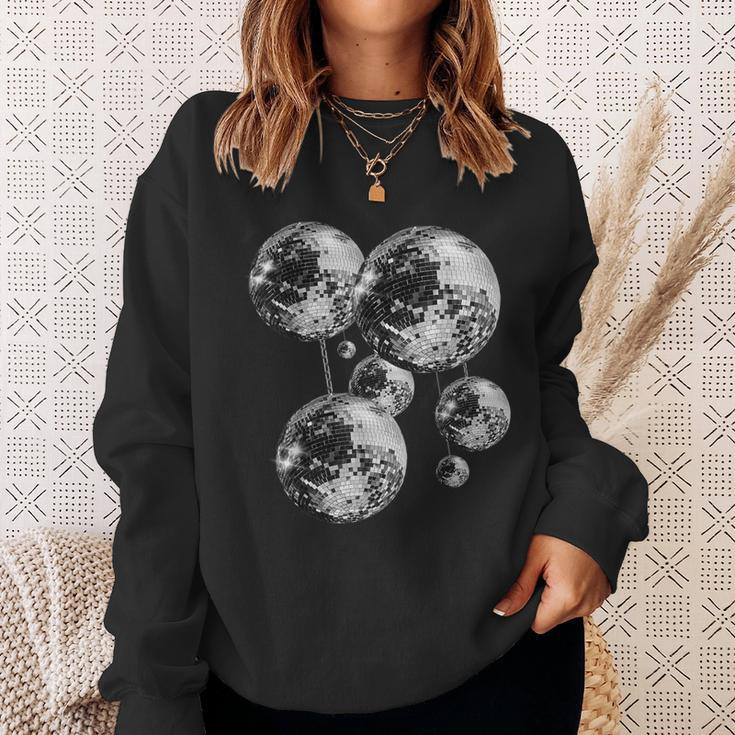 Black And White Disco Ball Pattern 70S 80S Retro Vintage Sweatshirt Gifts for Her