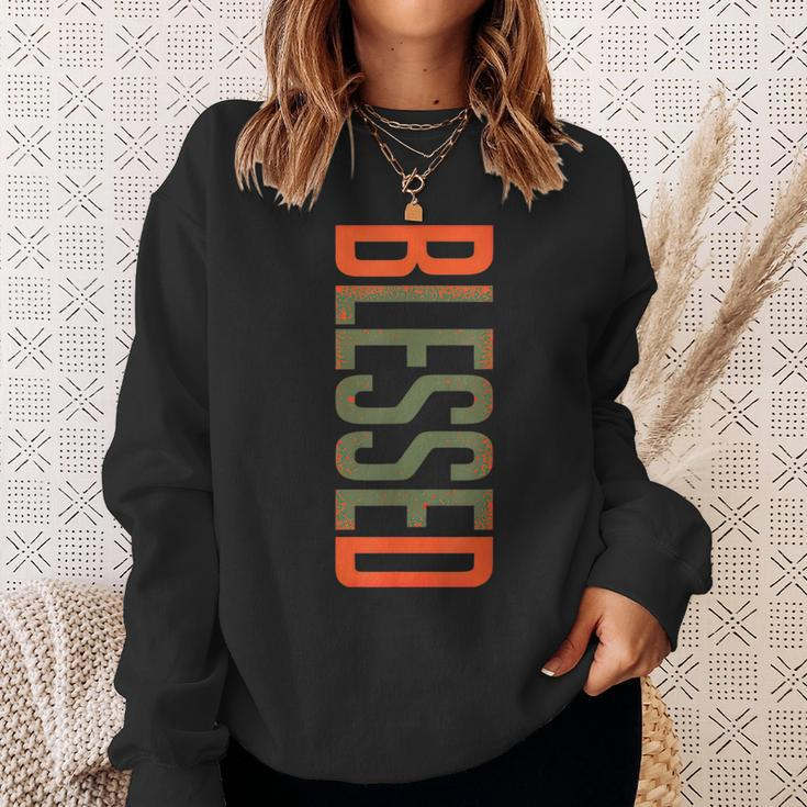 Blessed Olive Army Solar Orange Color Match Sweatshirt Gifts for Her