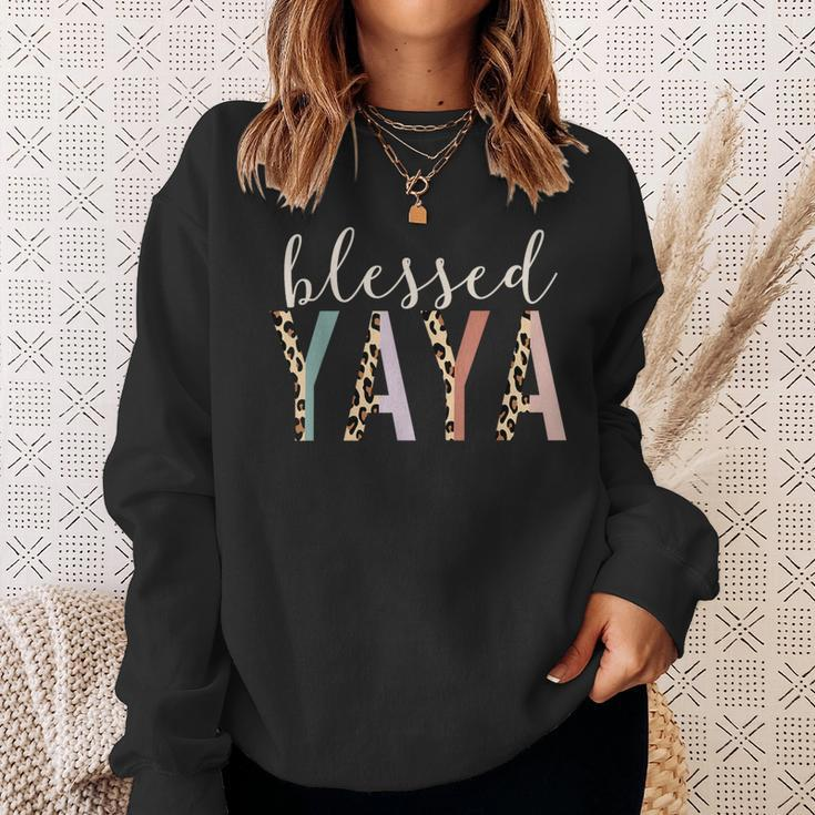 Blessed Yaya Cute Leopard Print Sweatshirt Gifts for Her