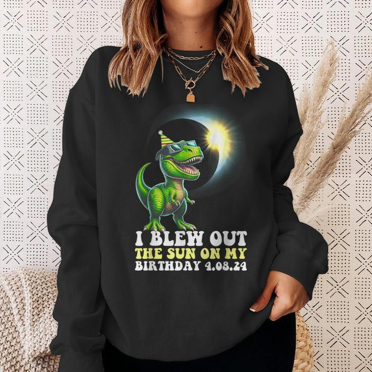 I Blew Out The Sun On Birthday Dinosaur 2024 Solar Eclipse Sweatshirt Gifts for Her