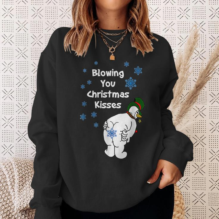 Blowing You Christmas Kisses Christmas Snowman Xmax Sweatshirt Gifts for Her