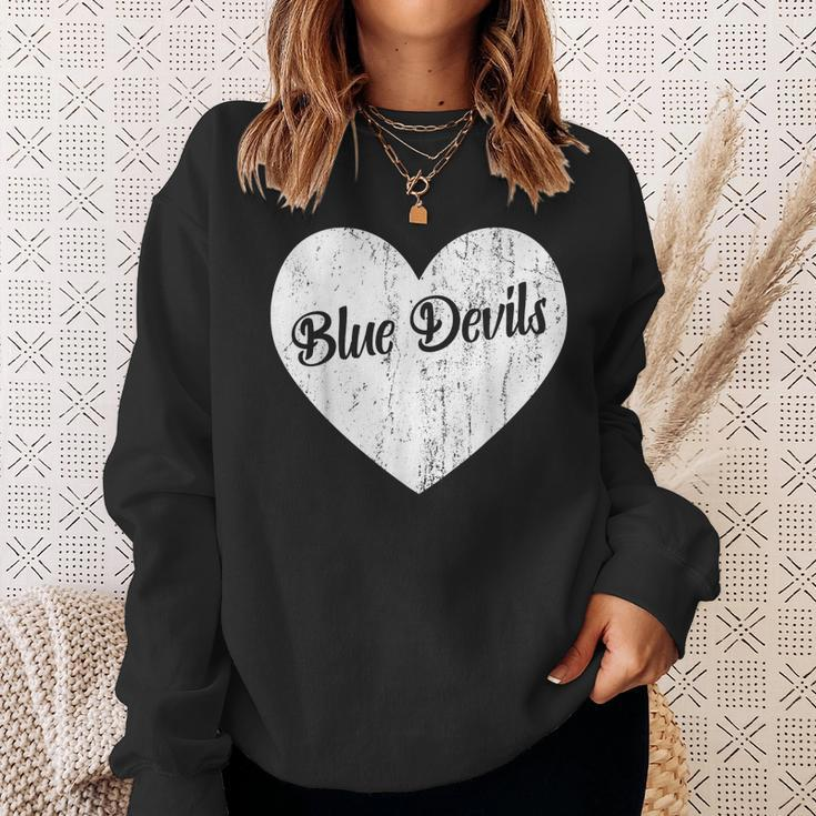 Blue Devils School Sports Fan Team Spirit Mascot Heart Sweatshirt Gifts for Her