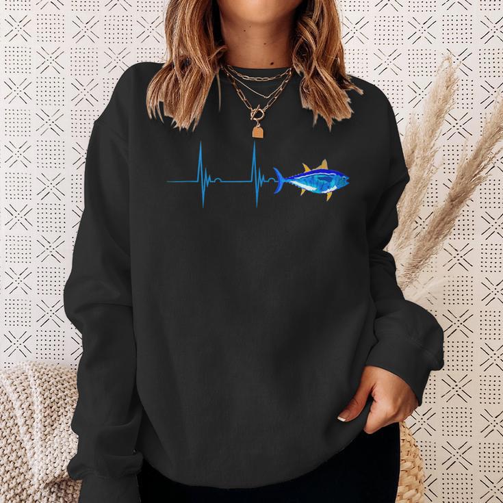 Bluefin Tuna Heartbeat Ekg Pulseline Fish Deep Sea Fishing Sweatshirt Gifts for Her