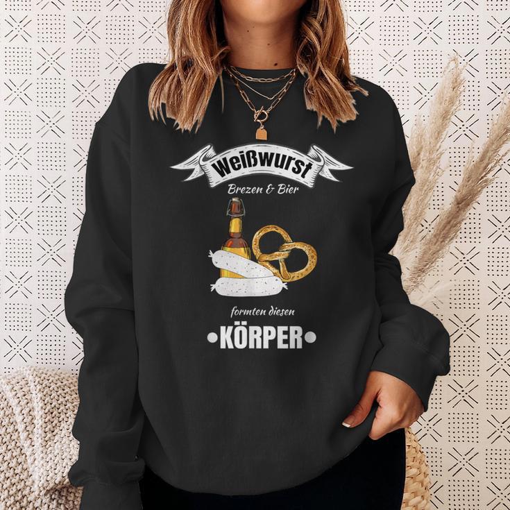 Boarisch Bayrisch Weißwurst Wurst Brezn Brezel Hopfen Motiv Sweatshirt Geschenke für Sie