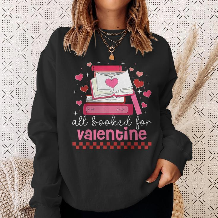 All Booked For Valentine's Day Bookworm Library Books Heart Sweatshirt Gifts for Her