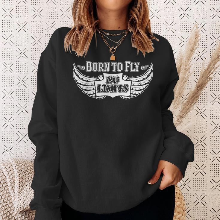 Born To Fly No Limits Wings And Flames Sweatshirt Gifts for Her