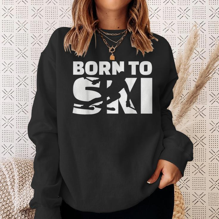 Born to Ski Schwarz Sweatshirt, Pistenmotiv für Skifahrer Geschenke für Sie