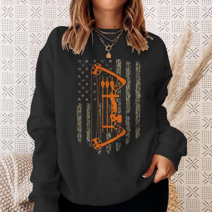 Bow Hunting American Flag Hunter Archery Tree Camouflage Sweatshirt Gifts for Her