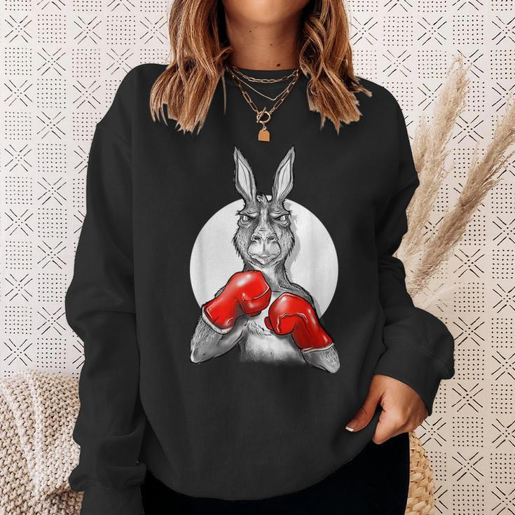 Boxender Hase Grafik Sweatshirt, Sportlich in Schwarz Geschenke für Sie